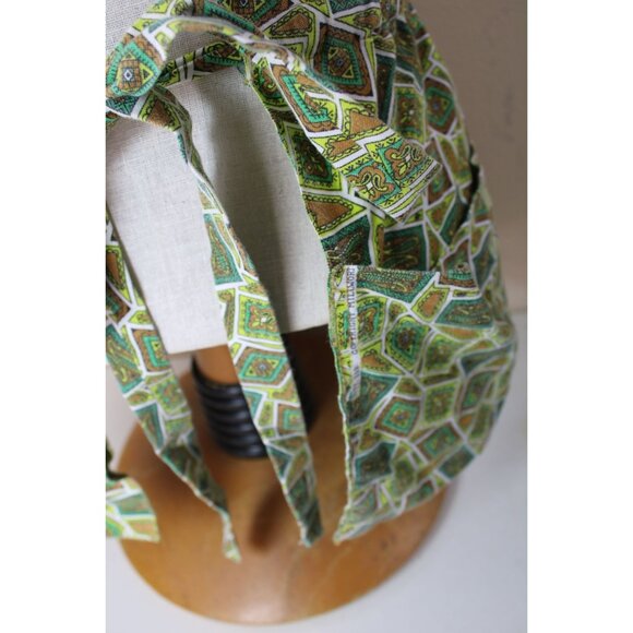 Mod Abstract Paisley Apron Vintage Green 3 Pocket 91268 - Picture 6 of 7